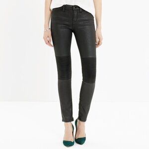 Madewell Skinny Skinny coated waxed Racetrack knee pad ankle zipper Jeans